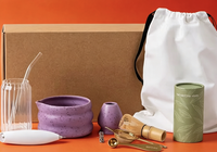 Ensemble de matcha de style japonais, coffret cadeau élégant, comprend un bol en céramique Chawan, un support pour Chasen, un fouet en bambou