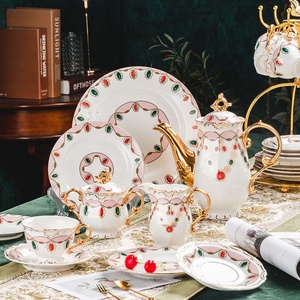 Coffee Set Diamond Relief Afternoon <b>Tea</b> Ceramic Discount Promotion European Color <b>Box</b> Nordic Ceramic Porcelain Coffee Cup - Product Image 1