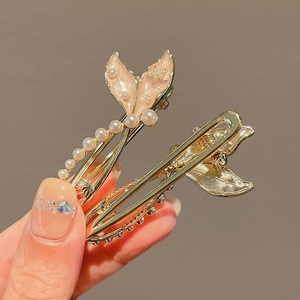 Sweet Girls Pearl <span class=keywords><strong>Said</strong></span> Hairpin Drip Oil Fishtail Hairclip Alliage Ponytail Hair Clips Duckbill Hairgrip - Product Image 3