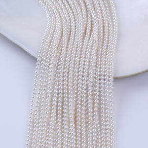 สร้อยคอลูกปัดมุกน้ำจืดทรงกลมสีขาวเคชิ ขนาด 4-4.5 มม. เกรด 4A งานแฮนด์เมด กึ่งสำเร็จรูป ขายส่ง - Product Image 2