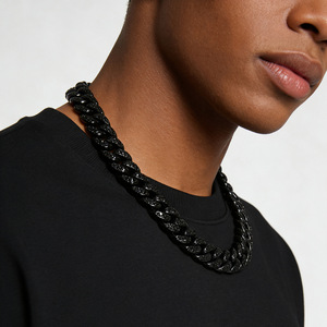 Collar de Cadena Cubana Negra de 13mm Estilo Hiphop 2026, Collar Punk Simple Geométrico para Hombre, Joyería de Moda - Product Image 1