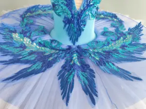 Tutu de ballet classique professionnel pour adultes et enfants, costume de ballet bleu Lac des cygnes, tutu pancake, robe de danse de ballerine, fête, filles, femmes - Product Image 3
