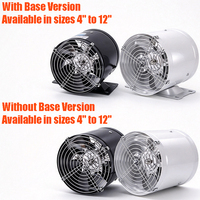 Ventilateur de gaine en ligne à faible bruit et haut débit d'air, extracteur d'air métallique avec support et grille pour sous-sol, garage, grenier, cuisine