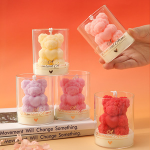 Heart Bear Shaped Scented <b>Candle</b> Glass Cup Rose Teddy Bear Soy Wax <b>Candle</b> For Valentine Gift Home Table Decor - Product Image 3