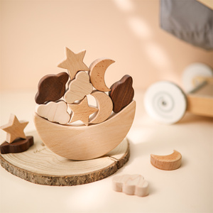 Set di Blocchi in Legno a Forma di Stella, Luna e Nuvola con Ciotola, in Legno Naturale per Riconoscimento delle Forme e Apprendimento Precoce, <span class=keywords><strong>Gioco</strong></span> Montessori - Product Image 5