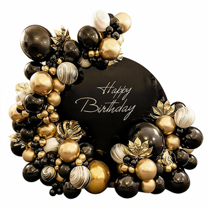 Kit Arco di Palloncini in Lattice Tema Nero e Oro da 102 Pezzi per Decorazioni di Compleanno, San Valentino, Laurea, Capodanno e Allestimento Feste - Product Image 1