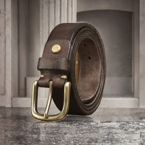 เข็มขัดหนังแท้สำหรับผู้ชายหนังวัวแท้หนา4มม. สไตล์วินเทจหรูหราโลโก้ตามสั่งผลิตจากโรงงานโดยตรง - Product Image 2