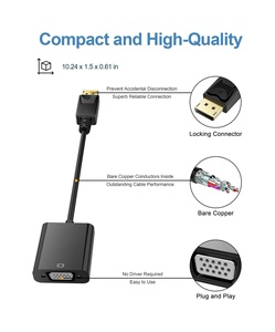 <span class=keywords><strong>Cable</strong></span> DP a VGA Chapado en Oro Macho-Hembra 1080P 60Hz para Computadora, Laptop, Monitor, Proyector, HDTV, TV, Decodificador, Cine en Casa - Negro - Product Image 5