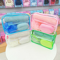 Kit de toilette de voyage 17 pièces avec cintres pliables, flacons de voyage rechargeables étanches, sac de voyage imperméable, accessoires de voyage