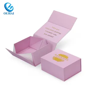 Benutzer definiertes Logo Luxus Goldfolie Stempeln Magnet verschluss Falten Hochzeit Brautjungfer Geschenk T-Shirt Schuh Pink Verpackungs box