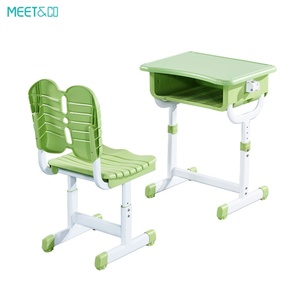 Adjustable Height Modern Design Wood Student <b>Desk</b> and Chair with Storage Drawer for Kids' <b>Study</b> in School Workshop or Hall - Product Image 2