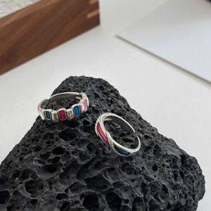 Yinruitai S925 Sterling Silver Rainbow Zircon Cross <b>Open</b> <b>Ring</b> For Women Small Versatile Fashion Jewelry Gift - Product Image 3
