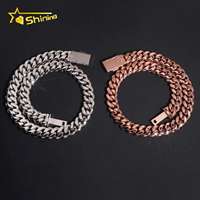 Collier pour homme en argent 925, chaîne cubaine 18 mm à 3 rangs, sertie de moissanite, style hip-hop, passe le testeur de diamants GRA