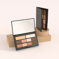 Palette de fards à paupières végétaliens pigmentés hautement imperméables à 10 pan personnalisés marque privée ombre à paupières paillettes avec boîtes en plastique