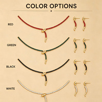 Parure Collier Serpent et Boucles d'Oreilles en Acier Inoxydable Plaqué Or 18K avec Cristaux CZ Colorés, Chaîne en Y, Bijoux Anti-ternissement Tendance pour Femme, Idéal Cadeau