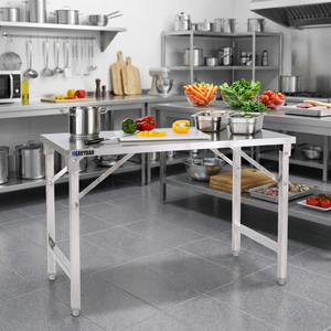 Meubles de cuisine commerciaux Heavybao, fabrication en acier multifonctionnelle, table en acier inoxydable, plan de travail pliable - Product Image 2