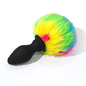 10 Frekuensi Remote Control Electro Anal Plug Nirkabel Silikon Ekor Kelinci Berbulu Anal Plug <span class=keywords><strong>Vibrator</strong></span> Mainan Seks untuk Wanita Pria Laki-laki - Product Image 6