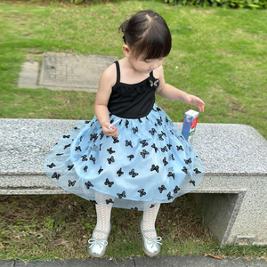 Nuovo 2024 Abito Estivo <span class=keywords><strong>da</strong></span> Principessa con Gonna in Rete per Bambine, <span class=keywords><strong>Vestito</strong></span> con Bretelle e Ricamo a <span class=keywords><strong>Farfalla</strong></span> per Bambine Piccole - Product Image 5