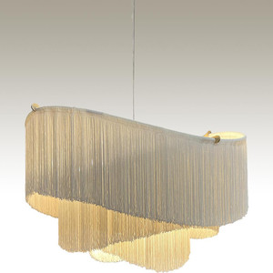 Lustre rectangulaire en laine de style nordique, suspension à six têtes E27 pour salon et décoration intérieure - Product Image 2