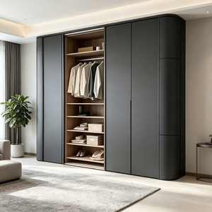 <span class=keywords><strong>Armario</strong></span> con <span class=keywords><strong>Puertas</strong></span> Corredizas y Estantes Ajustables, Paneles con Revestimiento <span class=keywords><strong>de</strong></span> Melamina, Muebles <span class=keywords><strong>de</strong></span> Dormitorio Modernos y Minimalistas, Gran Capacidad <span class=keywords><strong>de</strong></span> Almacenamiento - Product Image 3