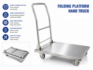 Chariot à main plat en acier inoxydable pour charges lourdes, équipement de restaurant, fabrication en acier pour cuisine commerciale, fournitures pour restaurants et hôtels - Product Image 3