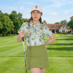 Chemises/Tops de golf pour femmes Handee, col polo, motif tropical, manches courtes, 100% polyester, respirant, différentes couleurs disponibles - Product Image 3