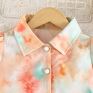 Летний комплект для девочек: топ с коротким рукавом + длинная плиссированная юбка, расцветка в стиле пейсли, комплект из двух предметов - Product Image 5