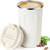 Mug à café isotherme à double paroi en acier inoxydable 304 avec couvercle, personnalisable avec logo, 380 ml, 510 ml, pour le voyage et le bureau