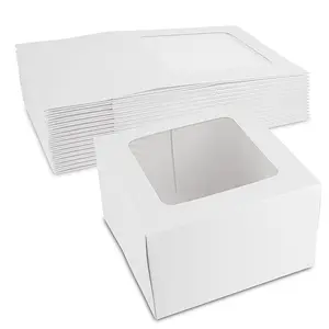 Прозрачные прозрачные белые коробки для упаковки тортов, десертов, пончиков, картонные коробки, коробки для пасты с окошком, коробки для тортов 12 дюймов