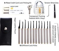 Ensemble de sélection de serrure de 20 pièces avec ensemble de sélection de serrure de carte de crédit et cadenas d'entraînement Transparent