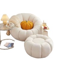 Fauteuil Canapé Citrouille Électrique Inclinable et Convertible en Lit, Style Crème, avec Tissu en Laine d'Agneau, Design Moderne et Simple, Monoplace pour Salon