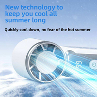 Ventilador de Cuello Eléctrico Portátil MINI-AN, Sin Aspas, Pantalla Digital, 3 Velocidades, Recargable por USB, Refrigeración Portátil para Exteriores