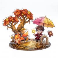Expositor de Acrílico Personalizado de Múltiples Piezas, 6 Unidades, Ensamblaje Ranurado, Escena de Dibujos Animados 3D, Personaje, Adorno de Escritorio, Venta al por Mayor