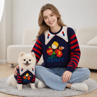 Set Sweater Rajut Kustom untuk Manusia dan Anjing, Pakaian Rajut Wanita, Pakaian Anjing Peliharaan, Pabrik ODM OEM Grosir