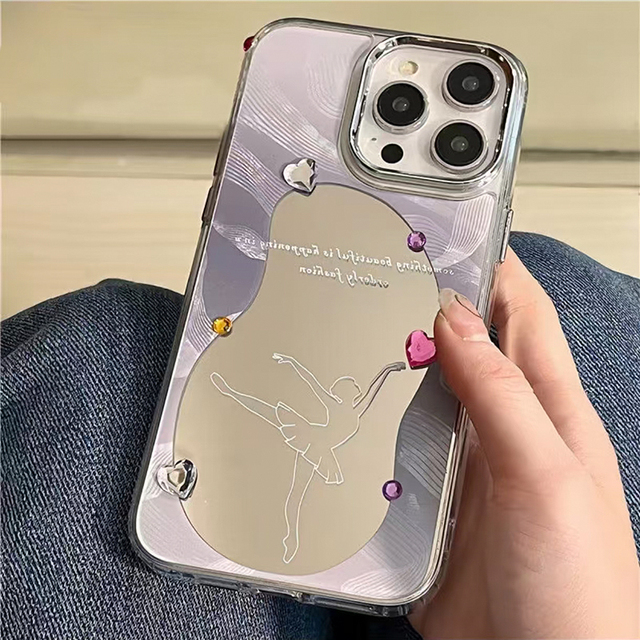 Fashion Ballet Themed Glass Mirror Phone Case for IPhone17 16 15 14 13 12 11 Pro Max Plus Painted Glass Mirror Back Cover