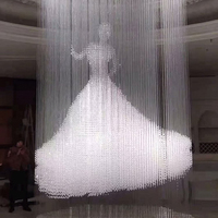 Grand lustre LED en cristal ovale d'éclairage personnalisé pour la décoration de salon de villa d'hôtel diverses sculptures en verre suspendues