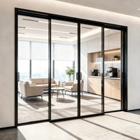 Porte coulissante intérieure à fermeture douce avec cadre en aluminium pour hôtel, appartement, bureau ou projet commercial