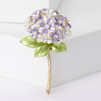 Bros Mewah Wanita Bunga Hydrangea Enamel Drip Oil Pin Aksesoris Jas Serbaguna Perhiasan Grosir