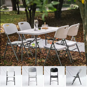 Ağır hafif dayanıklı istiflenebilir katlanabilir taşınabilir ziyafet parti için HDPE beyaz plastik reçine katlanır sandalyeler olaylar - Product Image 5