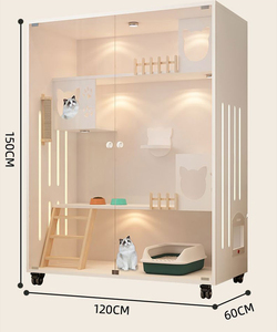 <span class=keywords><strong>กรง</strong></span>แมวหรูหรา สองชั้น บ้านสัตว์เลี้ยงแบบวิลล่า ขายส่ง ห้องคลอดแมว ตู้แมวไม้จริง - Product Image 1