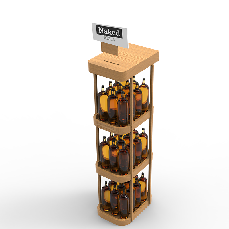 Hot Selling Customizable Three-Layer Wooden Display Rack Shelf Floor Stand for Wine Storage in Stores — view 6