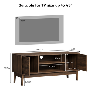 Mid-Century Modern Wood TV Stand for 35-39 Inch TVs with <b>Adjustable</b> Storage Living Room Entertainment Center - Product Image 2
