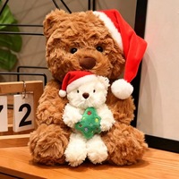 Peluche personnalisée mère et bébé, ours en peluche, jouet en peluche de Noël, jouet doux et apaisant pour filles, cadeau d'anniversaire