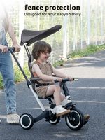 Tricycle 3-en-1 en plastique pour tout-petits BAB WAY avec auvent réglable et poignée de poussée pour les enfants de 1 à 3 ans, cadeau d'anniversaire DDP