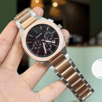 Montre chronographe à Quartz pour hommes, marque de luxe, cadran noir, acier inoxydable, bracelet de 16mm, étanche à 50M