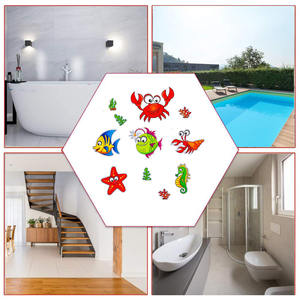 Xuri Trendy Fun salle de bain autocollants mignon dessin animé océan animaux poisson hippocampe facile <span class=keywords><strong>à</strong></span> <span class=keywords><strong>coller</strong></span> étanche pour la sécurité du bain - Product Image 4