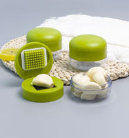 Heetverkochte mini handmatige knoflookpers/hakker van roestvrij staal met opbergdoos voor keuken, gember en knoflook