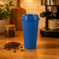 Tasses à café réutilisables de 16 oz avec couvercles, gobelets en plastique givré pour boissons chaudes et boissons froides, tasses de voyage
