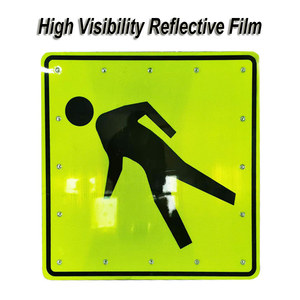Señal de Advertencia Vial con Película Fluorescente Amarillo-Verde, Alimentada por Energía Solar, LED Intermitente, para Cruce Peatonal, Reduce el Tráfico, OEM ODM - Product Image 2