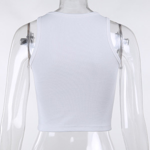 Top <span class=keywords><strong>Canotta</strong></span> Personalizzato da <span class=keywords><strong>Donna</strong></span> con Stampa, in Maglia a <span class=keywords><strong>Costine</strong></span>, Sexy Crop Top Estivo - Product Image 6